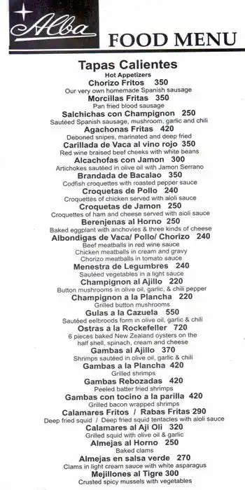 alba restaurant moa|Food Menu .